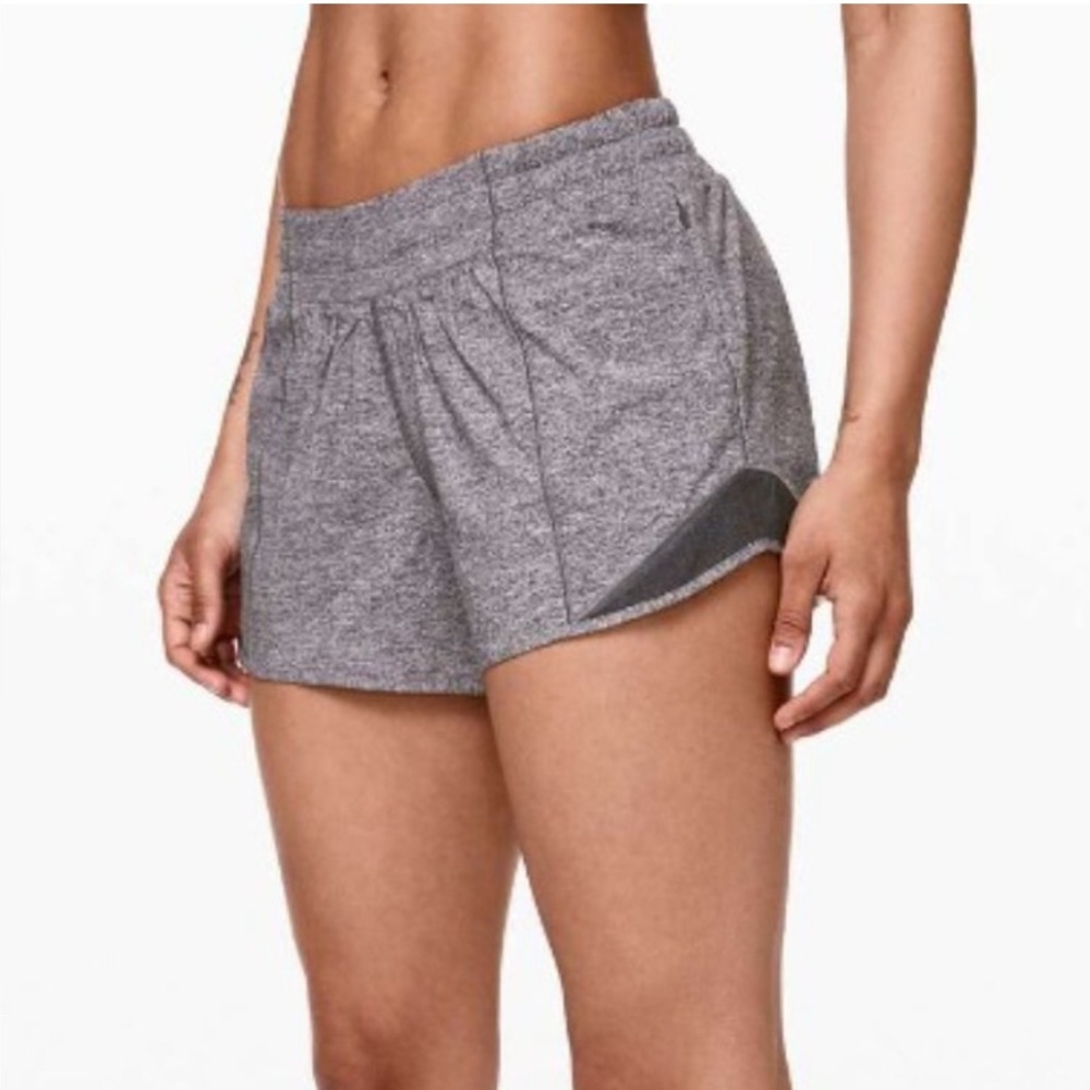 Lululemon Hotty Hot Low-Rise Lined Short Heather Grey 2 Tall